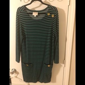Navy with emerald green stripes tunic dress!